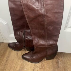 Brown Leather Knee-High Boots